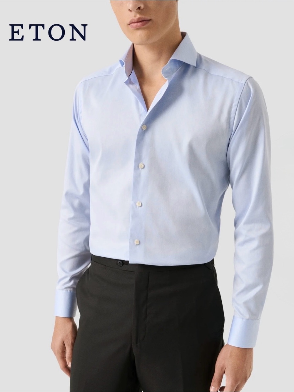 Eton Signature Twill Shit in Light Blue - Classic Dress Shirt